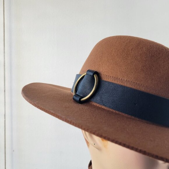 Women\'s Wide Brim Brown Fall/Winter Felt Hat main image 4